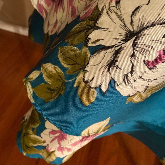 Turquoise/Ivy Long Sleeve Lace Top with Floral Print Skirt Two-Piece Dress - Picture 3 of 10